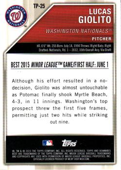 2015 Bowman's Best - Top Prospects #TP-25 Lucas Giolito Back