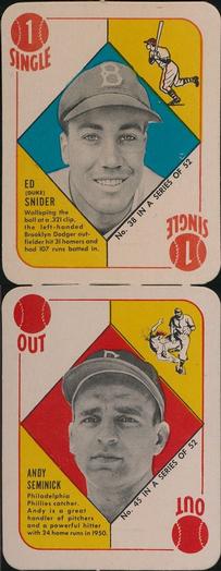1951 Topps Red Backs - Topps Red Backs Panels #38-45 Duke Snider / Andy Seminick Front