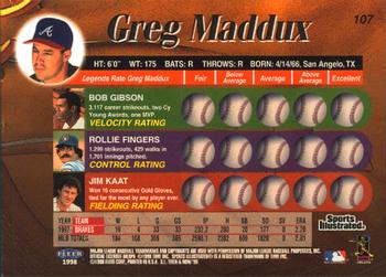 1998 Sports Illustrated Then and Now #107 Greg Maddux Back