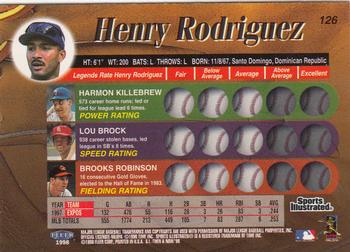 1998 Sports Illustrated Then and Now #126 Henry Rodriguez Back