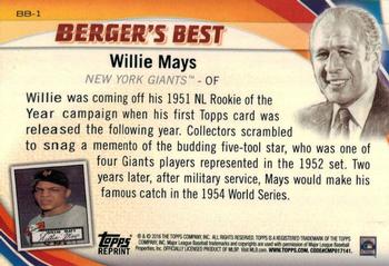 2016 Topps - Berger's Best (Series 1) #BB-1 Willie Mays Back