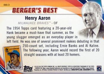 2016 Topps - Berger's Best (Series 1) #BB-3 Henry Aaron Back