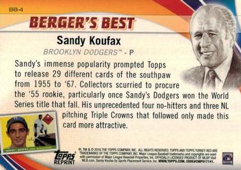 2016 Topps - Berger's Best (Series 1) #BB-4 Sandy Koufax Back