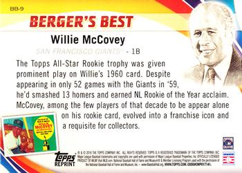 2016 Topps - Berger's Best (Series 1) #BB-9 Willie McCovey Back