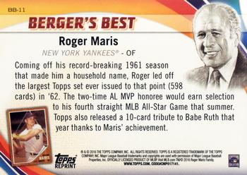 2016 Topps - Berger's Best (Series 1) #BB-11 Roger Maris Back