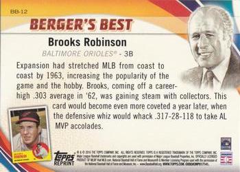 2016 Topps - Berger's Best (Series 1) #BB-12 Brooks Robinson Back