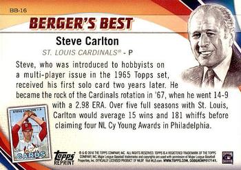 2016 Topps - Berger's Best (Series 1) #BB-16 Steve Carlton Back