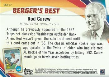 2016 Topps - Berger's Best (Series 1) #BB-17 Rod Carew Back