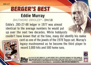 2016 Topps - Berger's Best (Series 1) #BB-27 Eddie Murray Back