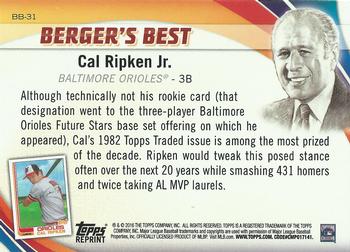 2016 Topps - Berger's Best (Series 1) #BB-31 Cal Ripken Jr. Back
