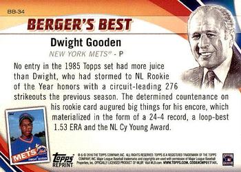 2016 Topps - Berger's Best (Series 1) #BB-34 Dwight Gooden Back
