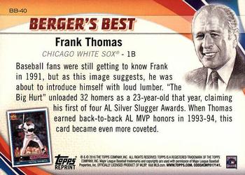 2016 Topps - Berger's Best (Series 1) #BB-40 Frank Thomas Back