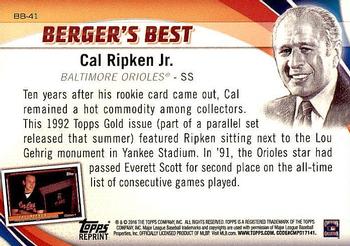 2016 Topps - Berger's Best (Series 1) #BB-41 Cal Ripken Jr. Back