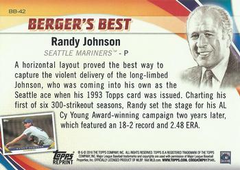 2016 Topps - Berger's Best (Series 1) #BB-42 Randy Johnson Back