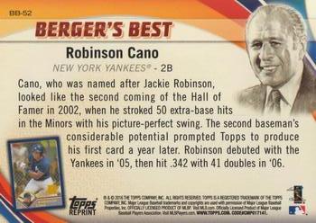 2016 Topps - Berger's Best (Series 1) #BB-52 Robinson Cano Back