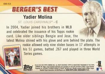 2016 Topps - Berger's Best (Series 1) #BB-53 Yadier Molina Back