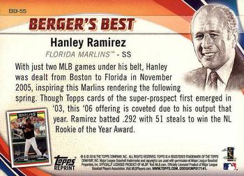 2016 Topps - Berger's Best (Series 1) #BB-55 Hanley Ramirez Back