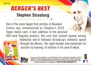 2016 Topps - Berger's Best (Series 1) #BB-59 Stephen Strasburg Back