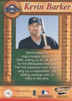 2000 Pacific Revolution - MLB Game Ball Signatures #10 Kevin Barker  Back