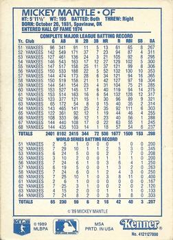 1989 Kenner Starting Lineup Cards Baseball Greats #4121127000 Mickey Mantle Back