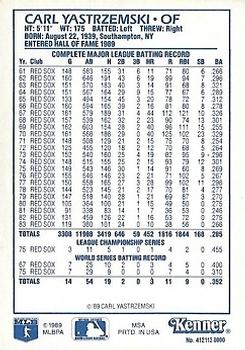 1989 Kenner Starting Lineup Cards Baseball Greats #4121130000 Carl Yastrzemski Back