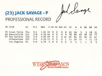 1988 CandL Colorcraft Tidewater Tides #NNO Jack Savage Back