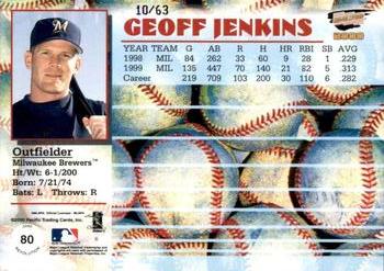 2000 Pacific Revolution - Red #80 Geoff Jenkins  Back