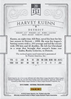 2015 Panini National Treasures - Career Year #20 Harvey Kuenn Back