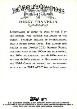 2016 Topps Allen & Ginter #202 Missy Franklin Back