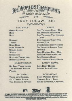 2016 Topps Allen & Ginter #272 Troy Tulowitzki Back
