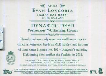 2015 Topps Dynasty - Emerald #AP-EL2 Evan Longoria Back