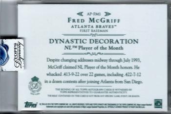 2015 Topps Dynasty - Emerald #AP-FM1 Fred McGriff Back