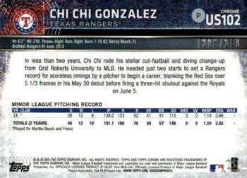 2015 Topps Chrome Update - Gold Refractor #US102 Chi Chi Gonzalez Back
