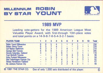 1991 Star Millennium #6 Robin Yount Back