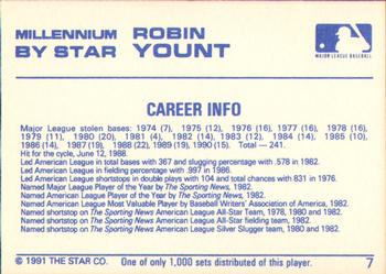 1991 Star Millennium #7 Robin Yount Back