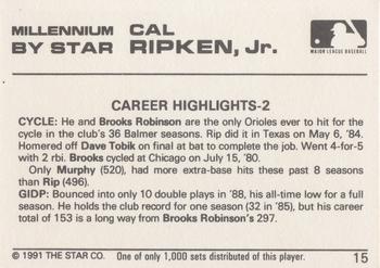 1991 Star Millennium #15 Cal Ripken Jr. Back