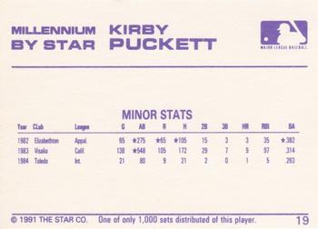 1991 Star Millennium #19 Kirby Puckett Back
