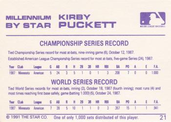 1991 Star Millennium #21 Kirby Puckett Back