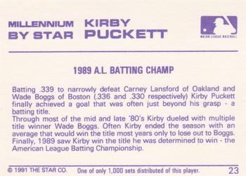 1991 Star Millennium #23 Kirby Puckett Back