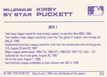 1991 Star Millennium #24 Kirby Puckett Back