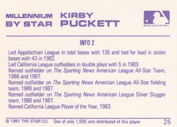 1991 Star Millennium #25 Kirby Puckett Back