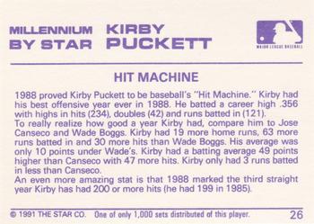 1991 Star Millennium #26 Kirby Puckett Back