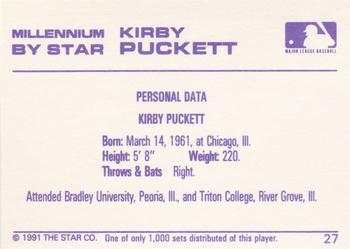 1991 Star Millennium #27 Kirby Puckett Back