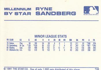 1991 Star Millennium #28 Ryne Sandberg Back