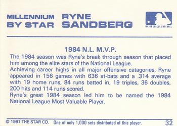 1991 Star Millennium #32 Ryne Sandberg Back