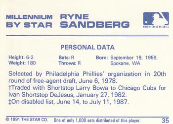1991 Star Millennium #35 Ryne Sandberg Back