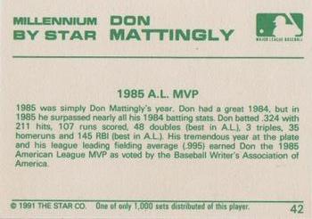 1991 Star Millennium #42 Don Mattingly Back