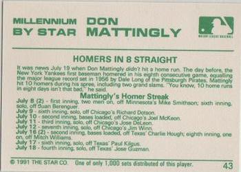 1991 Star Millennium #43 Don Mattingly Back