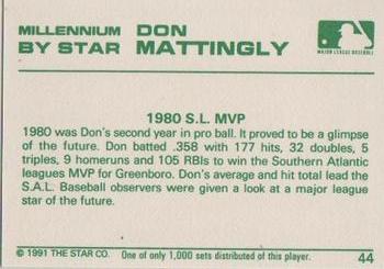 1991 Star Millennium #44 Don Mattingly Back