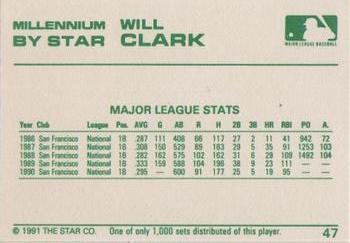 1991 Star Millennium #47 Will Clark Back